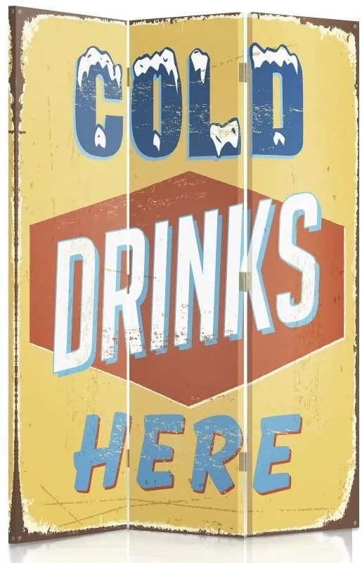CARO Paraván - Cold Drinks Here | trojdielny | obojstranný 110x150 cm