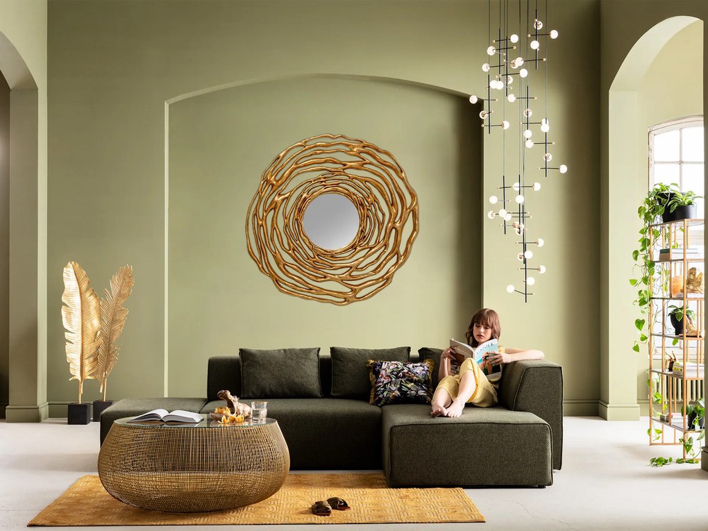 Twiggy Gold nástenné zrkadlo zlaté Ø121 cm