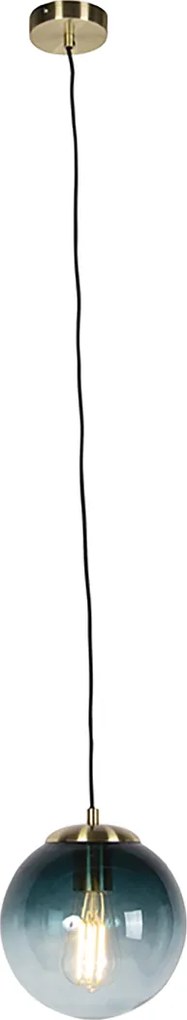 Inteligentné závesné svietidlo mosadzné s oceánovo modrým sklom 20 cm vrátane WiFi ST64 - Pallon