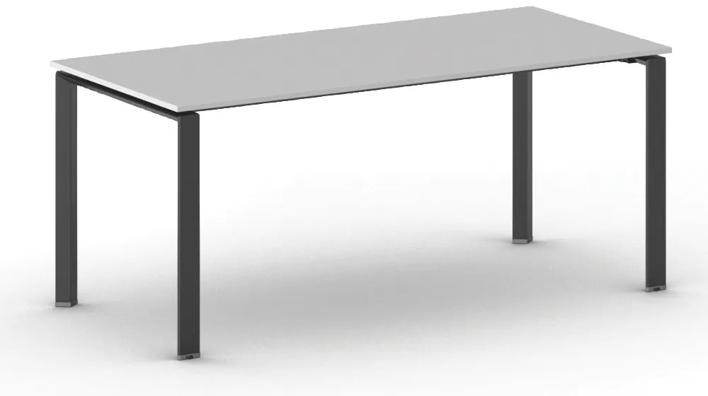 Rokovací kancelársky stôl PRIMO INFINITY, 180x90 cm, čierna podnož, sivá