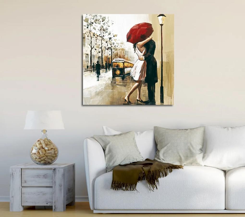 Obraz na plátne Red umbrella kiss KC042 45x45 cm