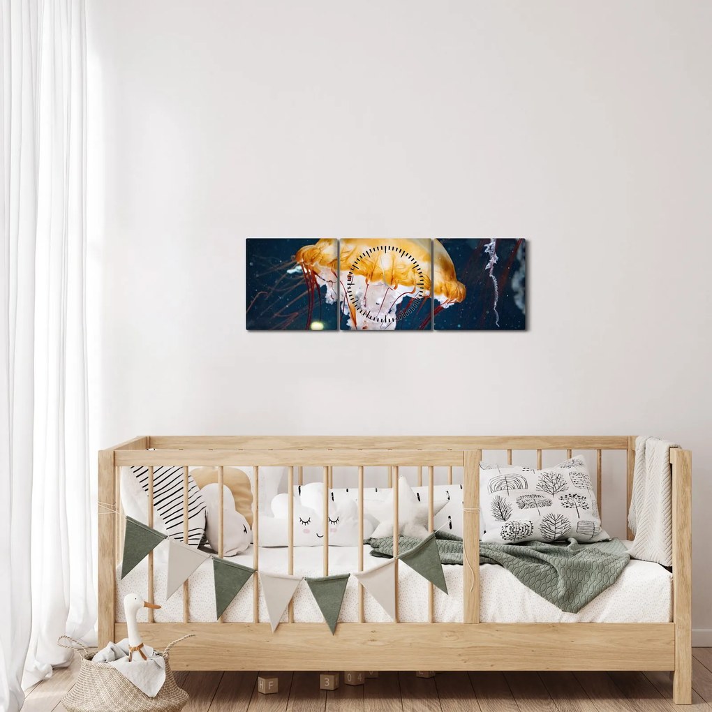 Obraz medúzy (s hodinami) (90x30 cm)