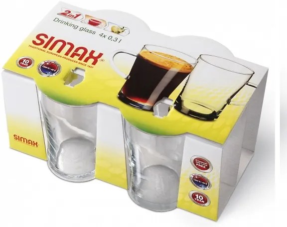 Simax Sklenené hrnčeky ORION 300 ml, 4 ks