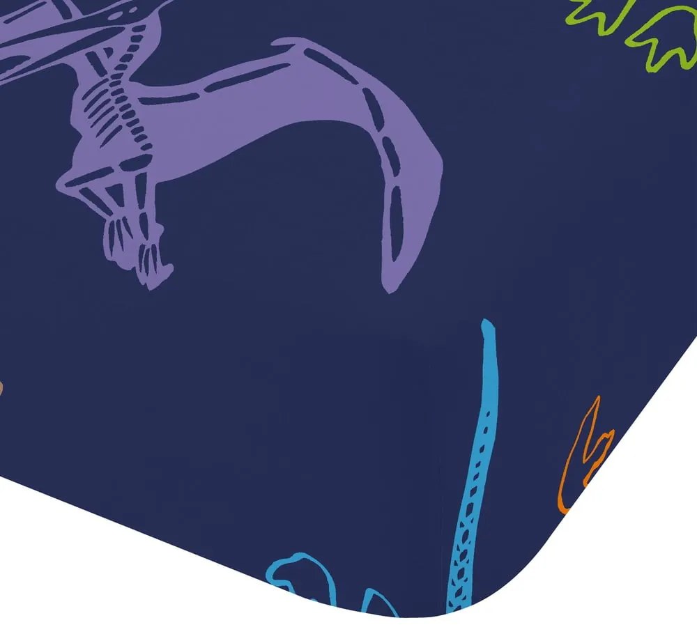 Modrá napínacia detská plachta na dvojlôžko 135x190 cm Prehistoric Dinosaurs – Catherine Lansfield