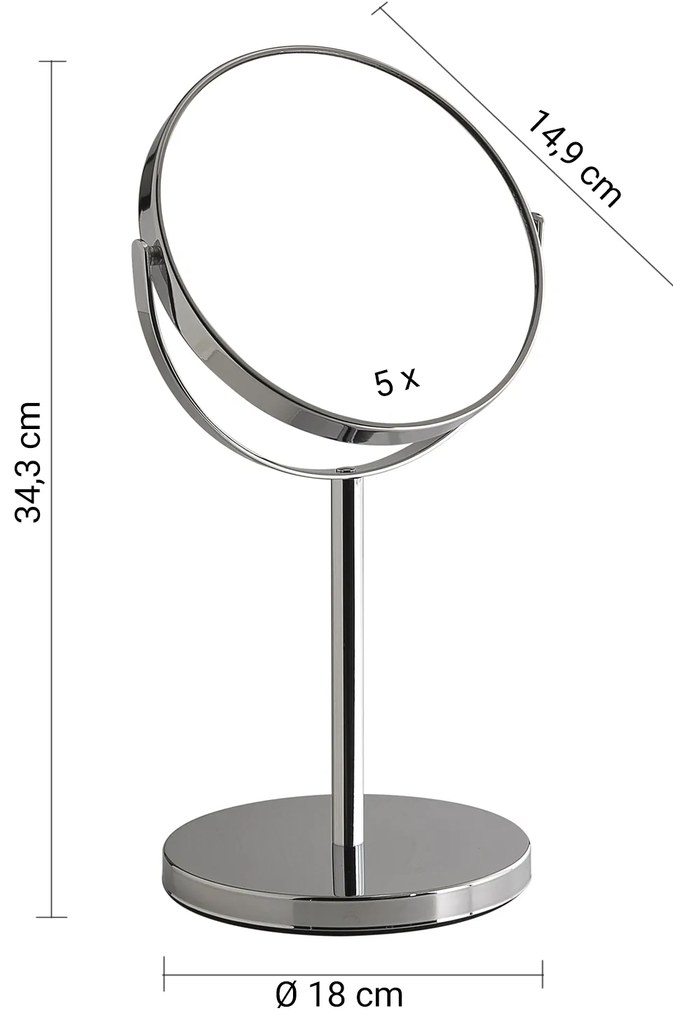 Gedy Gedy, ANNA kozmetické zrkadlo na postavenie, priemer 163mm, obojstranné, chróm, 211213