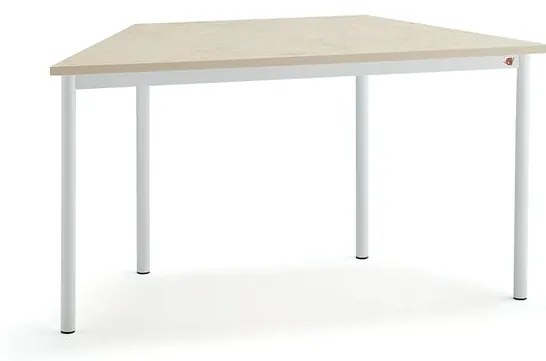 Stôl SONITUS TRAPETS, 1400x700x720 mm, linoleum - béžová, biela