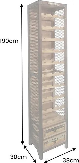 Dizajnový regál na víno Winebar 190 cm borovica