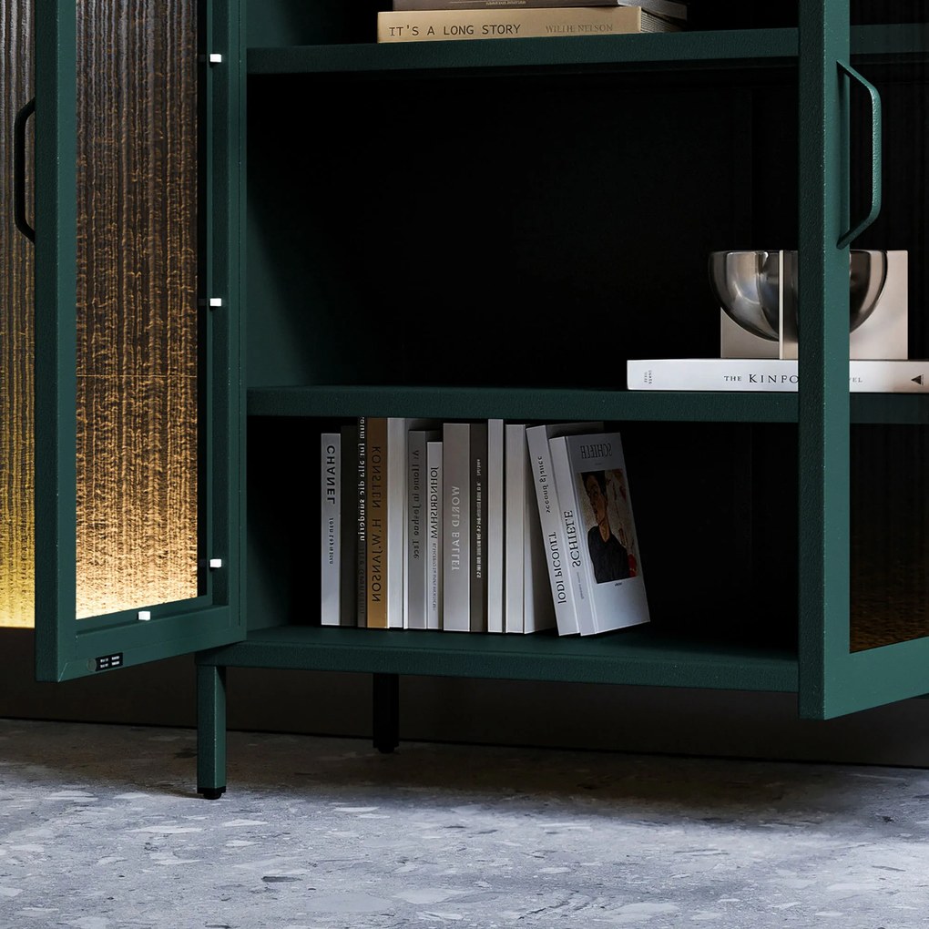 Vitrína GINA, 800 x 1015 x 400 mm, Modern: fľaškovo zelená farba