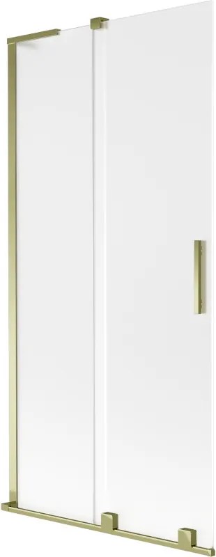 Mexen Velar L, 2-krídlová posuvná vaňová zástena 90 x 150 cm, 8mm sklo námraza, zlatá lesklá, 896-090-003-31-50