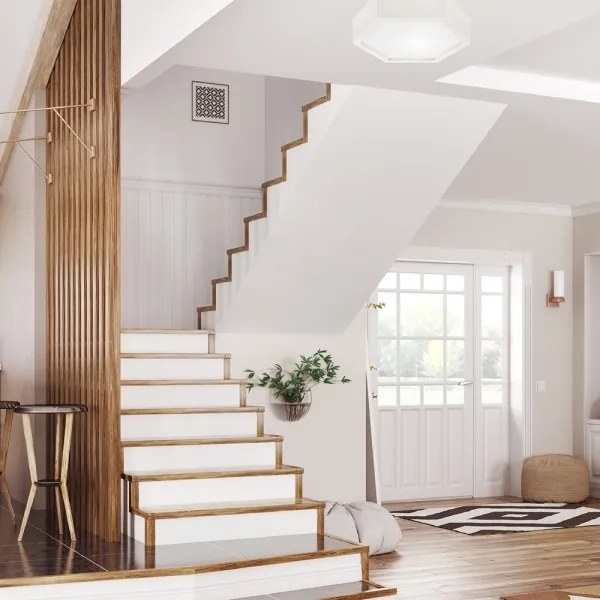 Stropné svietidlo HEX 1xE27/60W/230V pr. 32 cm borovica biela