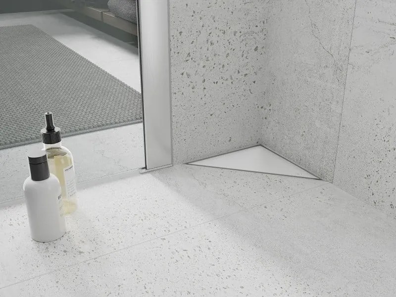 Mexen Flat, rohový sprchový žľab 20 x 20 cm, biela, 1210320