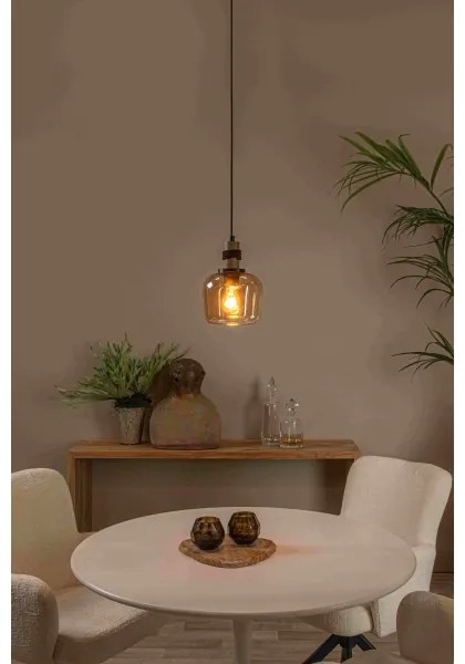 Lucide 45408/18/62 - Luster na lanku ILONA 1xE27/40W/230V pr. 18 cm čierna/béžová