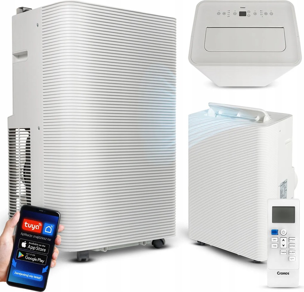 Prenosná Klimatizácia 3500W Tichá 3,5KW 32m2 Pilot WiFi Doplnky Cronos