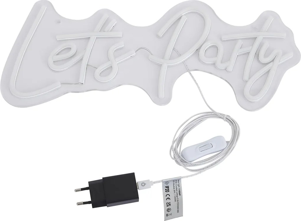 Neónová nástenná lampa biela vrátane LED - Let's Party
