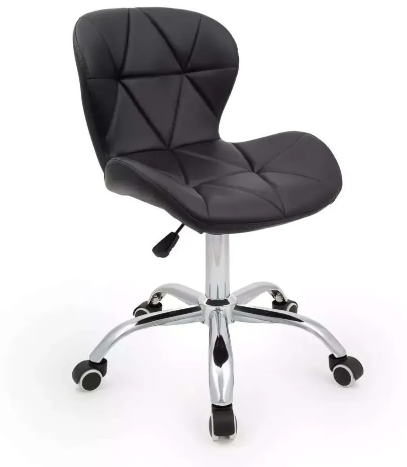 LuxuryForm DESIGN Stolička LIVIO na striebornej podstave s kolieskami - čierna