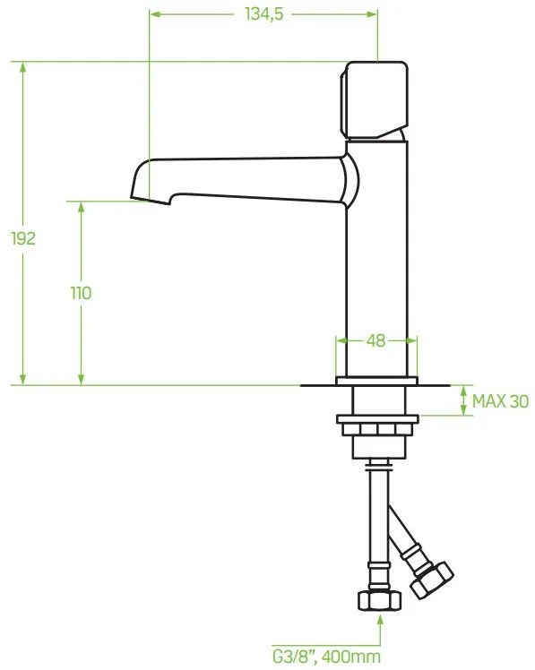 Laveo Pretto, umývadlová batéria h-192 s odtokovou zátkou ClickClack, čierna matná, LAV-BAO_722D