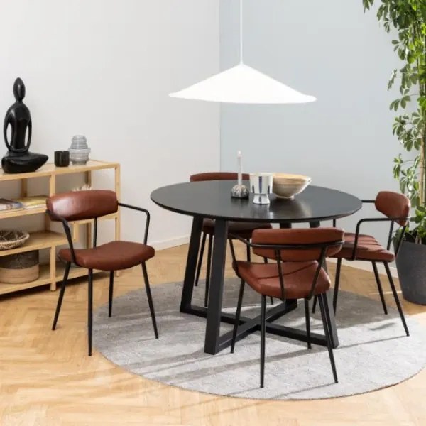 Okrúhly jedálenský stôl Malika 120 cm čierny