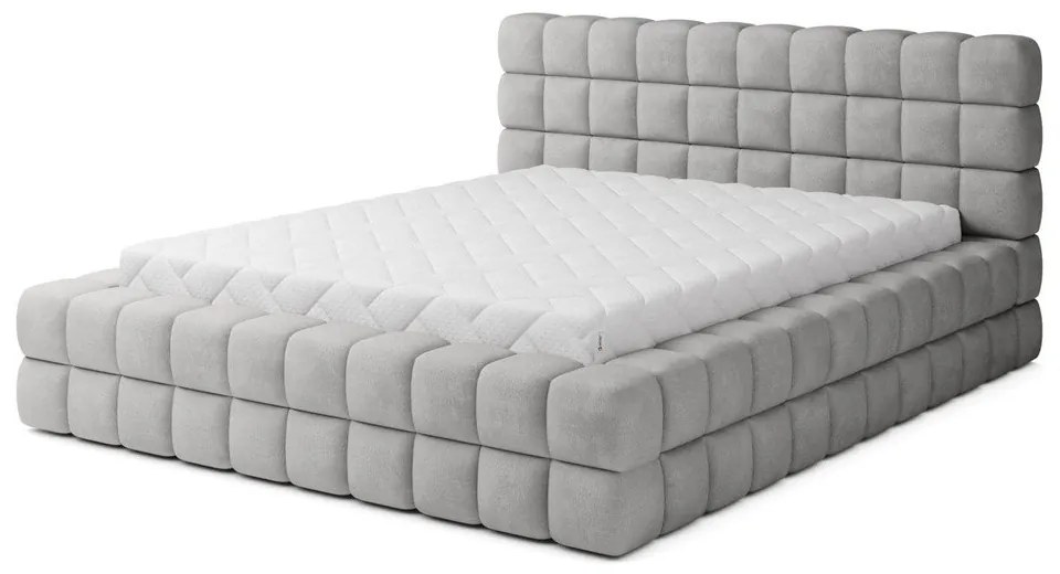 Sivá čalúnená dvojlôžková posteľ s úložným priestorom s roštom 160x200 cm Dizzle – ELTAP