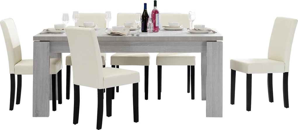 [en.casa]® Rustikálny dubový jedálenský stôl HTFU-2333 so 6 stoličkami HTMY-9704