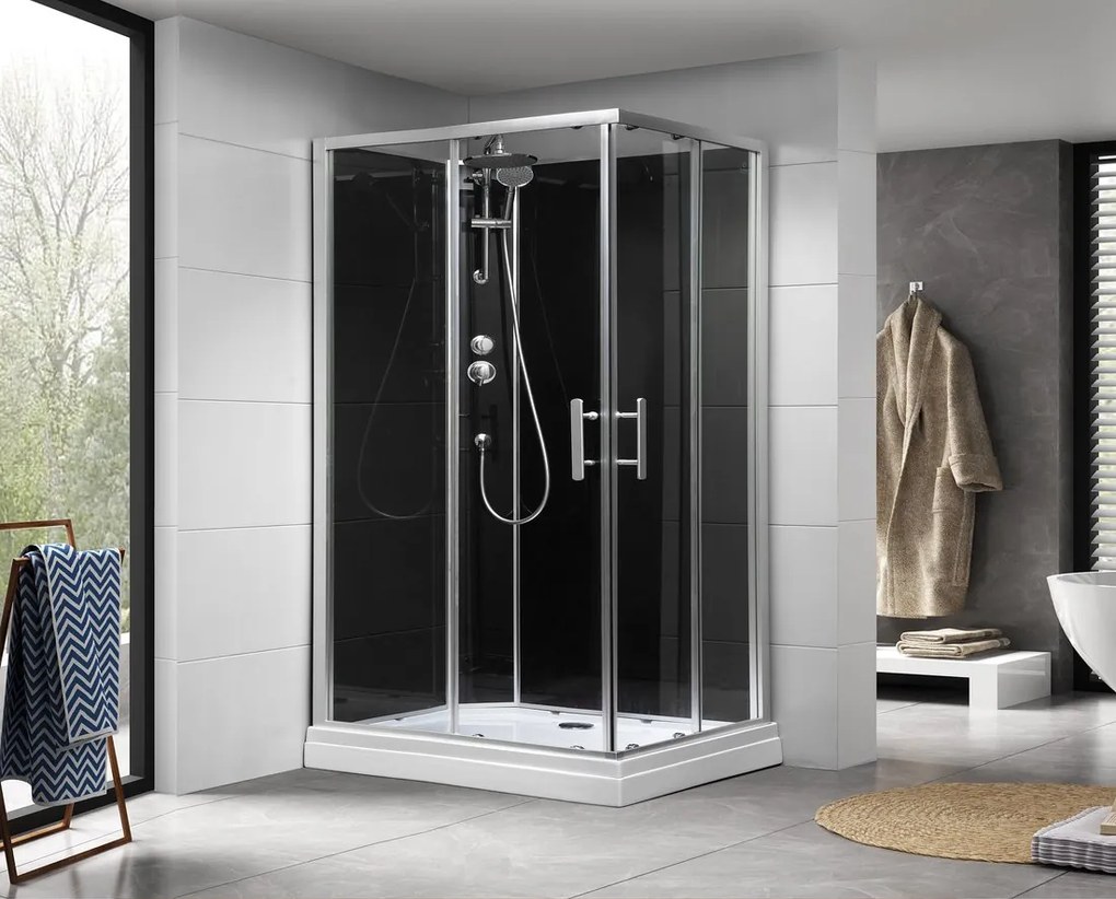 Aqualine Aqualine, GRANVIK obdĺžnikový sprchový box 800x1200x2180mm, číre sklo, GG80X120