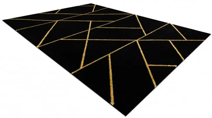 Dywany Łuszczów, Kusový koberec Emerald geometric 1012 black and gold, 120x170, čierna, chodba / predsieň