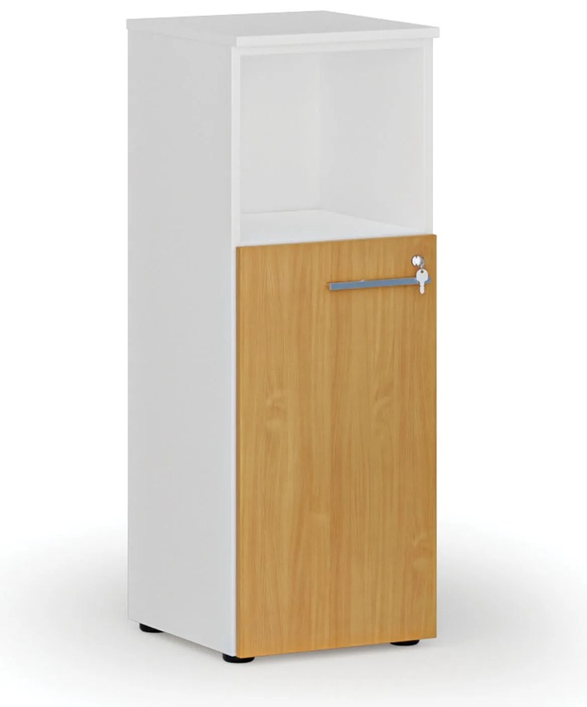Kombinovaná kancelárska skriňa PRIMO WHITE, 400 x 420 x 1087 mm, biela/buk