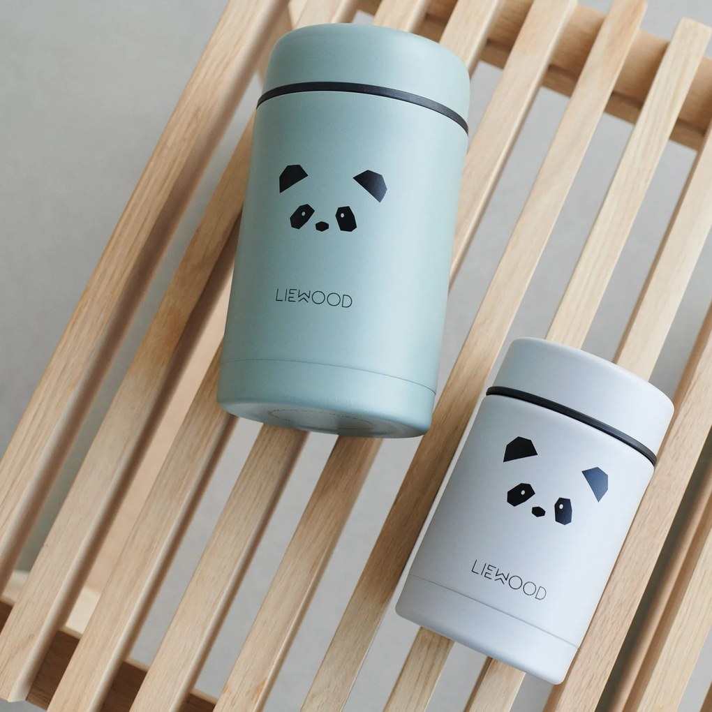 LIEWOOD Detská termoska Panda Light Grey Food Jar