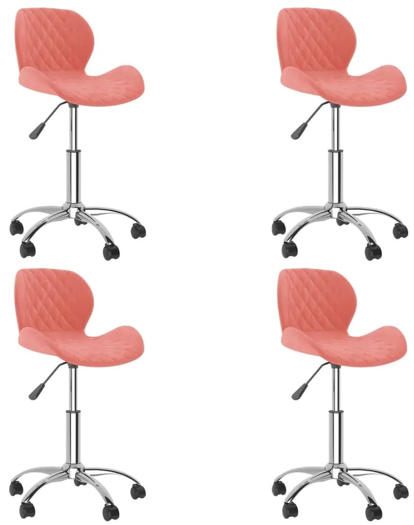 vidaXL Otočné jedálenské stoličky 4 ks ružové zamatové