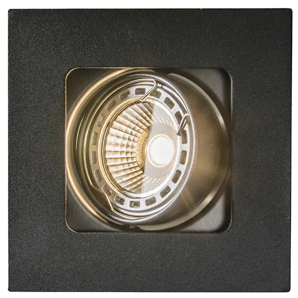 Sada 6 štvorcových zapustených bodových svetiel čierna nastaviteľná - Artemis