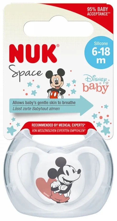 Cumlík Space NUK 6-18m Disney Mickey Mouse biela