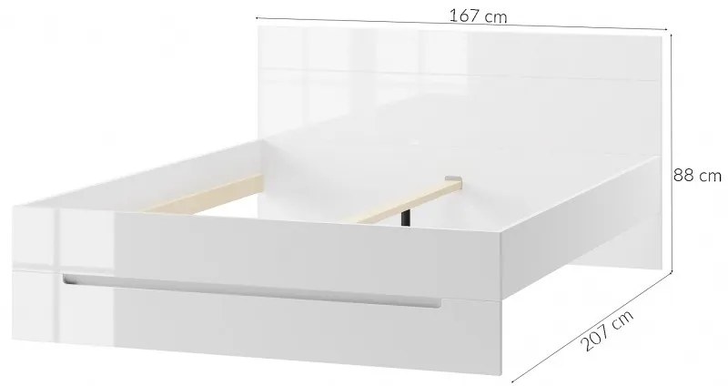 Manželská posteľ Selene 160x200 biely lesk/mat