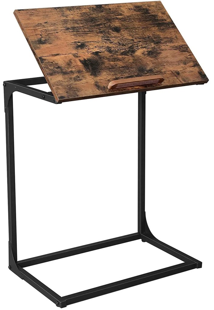 VASAGLE Príručný stolík na notebook, vintage hnedý, čierny