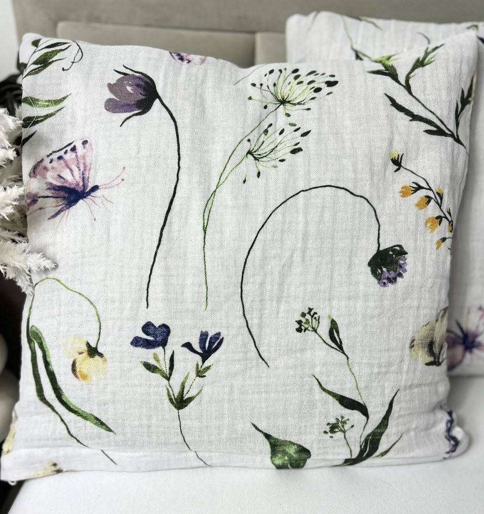 INTERMEDIC SK Obliečka na vankúšik Mušelín Kvety 40x40 cm