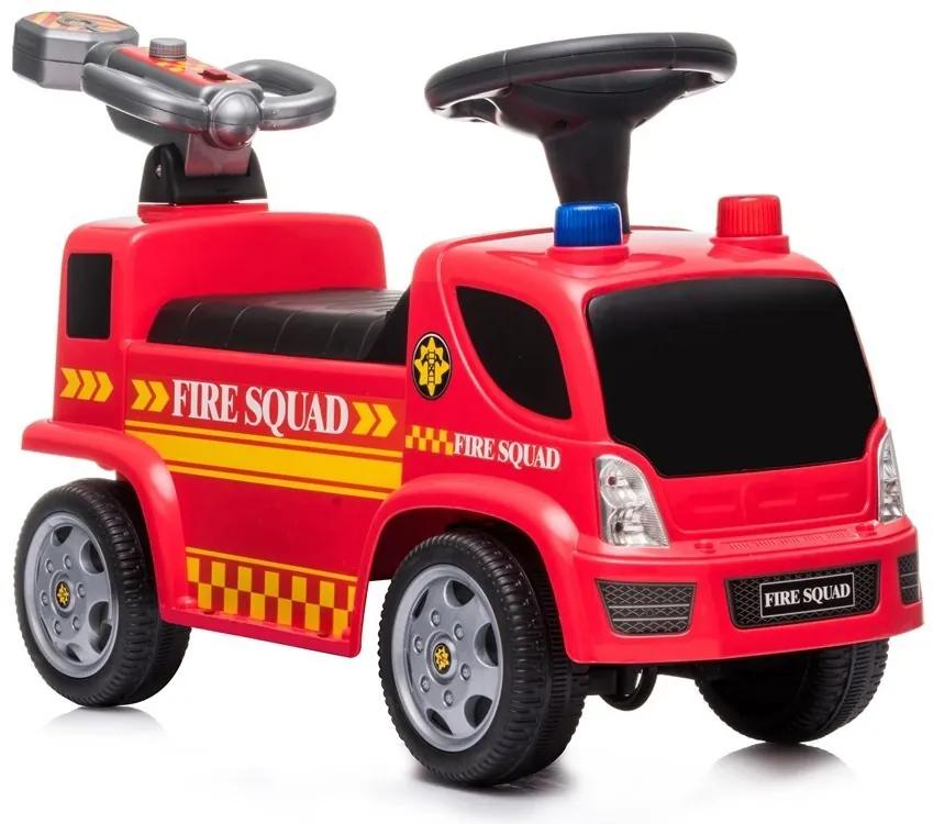 LEAN CARS Odrážadlo hasičské auto na baterky s kanónom a bublinami červené