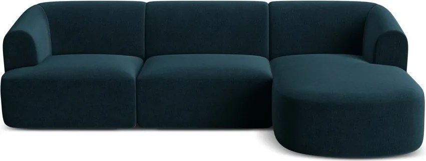 Zamatová rohová pohovka v petrolejovej farbe (pravý roh/s leňoškou) Campi – Cosmopolitan Design