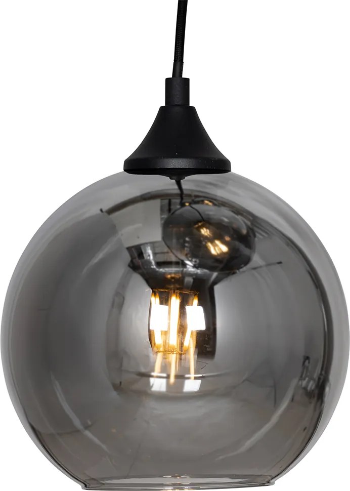 Inteligentné závesné svietidlo čierne s dymovým sklom okrúhle so 7 svetlami vrátane 7 Wifi A60 - Sandra