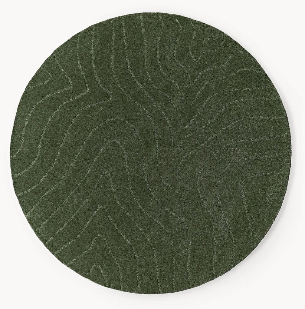 Okrúhly ručne tuftovaný vlnený koberec Aaron