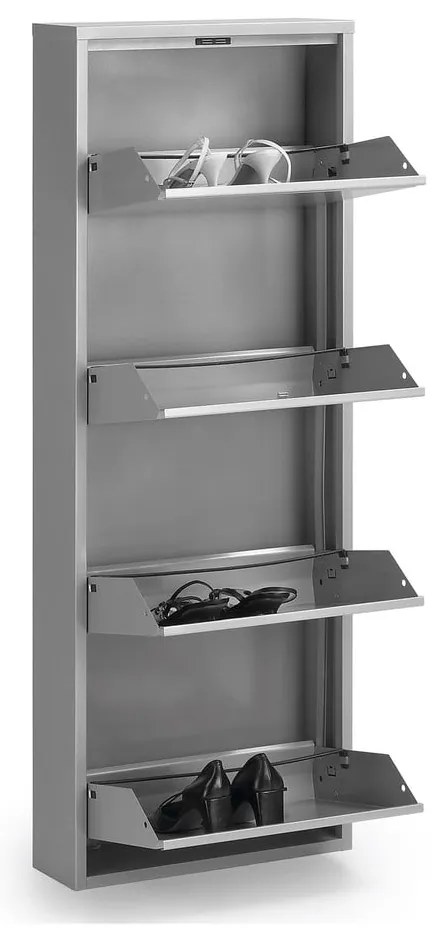 Biela kovová výklopná skrinka na topánky 50x136x15 cm Ode – Kave Home