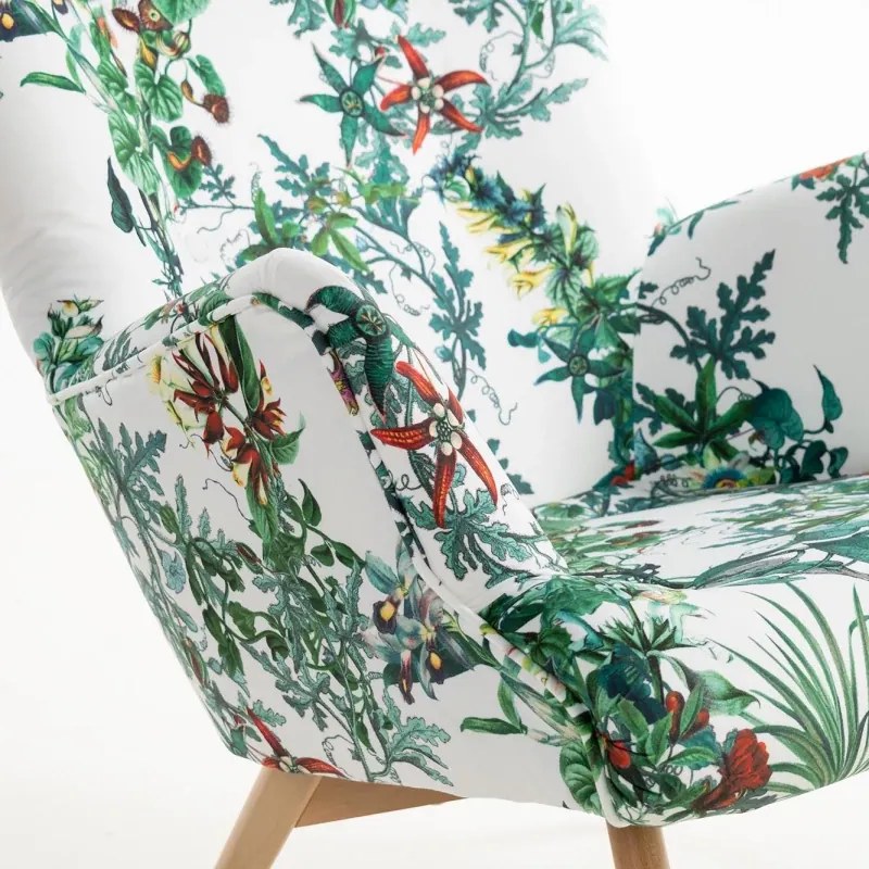 Kreslo Grande s podnožkou, béžová / prírodná (floko 8913)