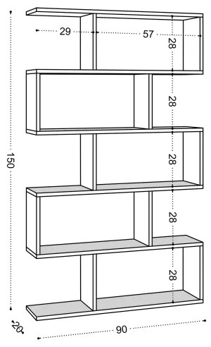 Knižnica NILUFER 156x90 cm biela