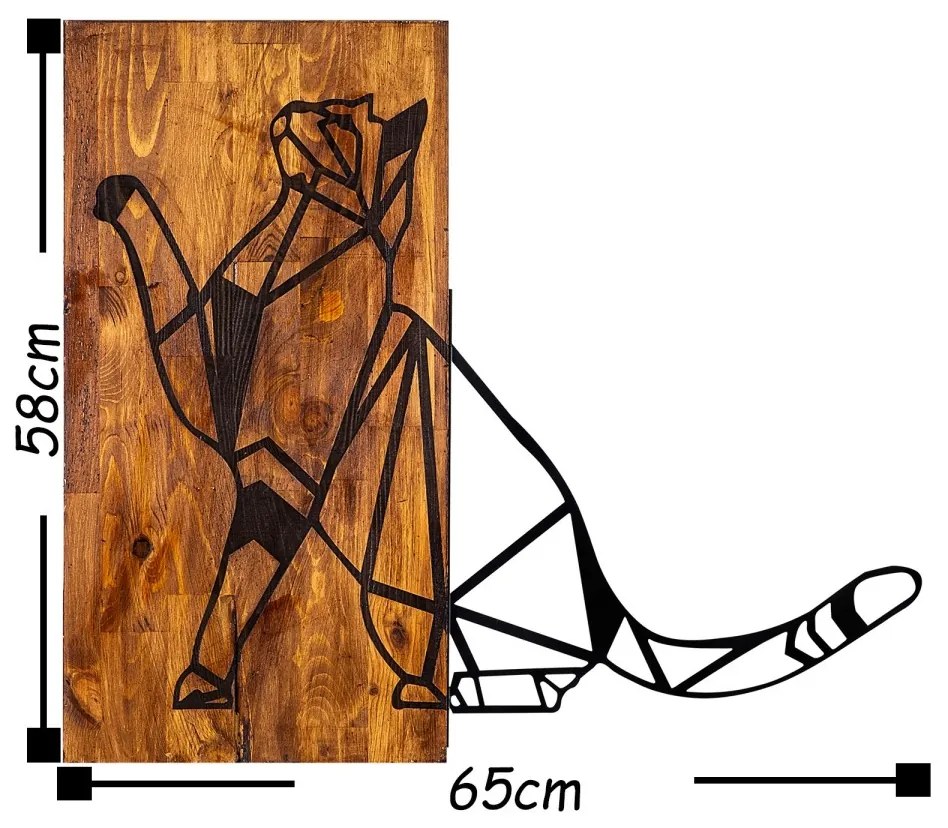 Nástenná drevená dekorácia Mačka hnedá/čierna