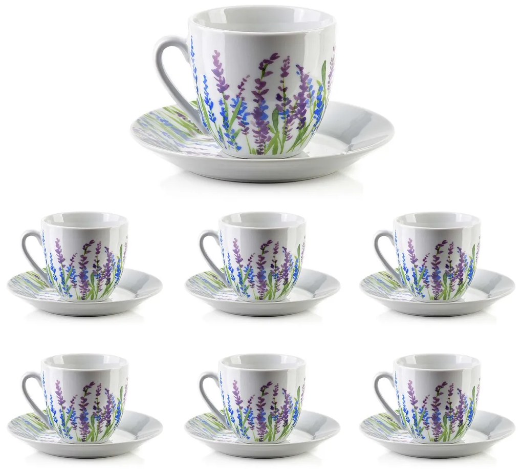 Porcelánová šálka s podšálkou Joy Heather 250 ml sada 6ks