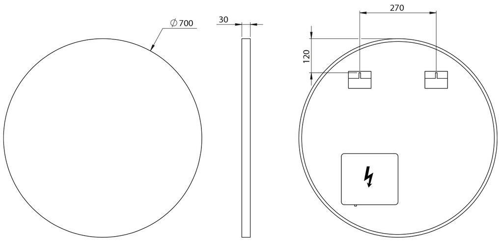 Sapho Sapho, VELUR guľaté zrkadlo s LED podsvietením, ø 70cm, VE070