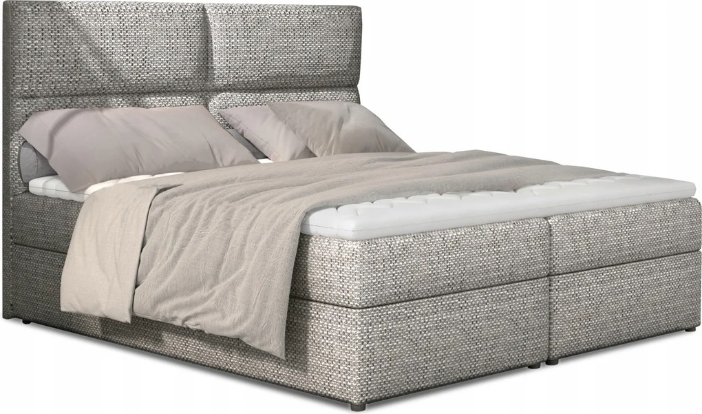 Manželská posteľ Boxspring 185 cm Alyce (svetlosivá) (s matracmi)