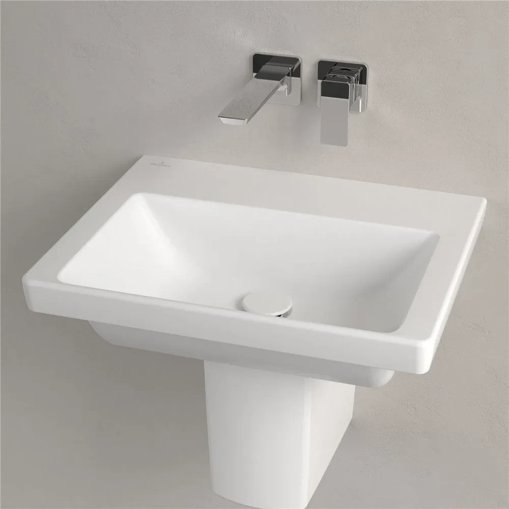 VILLEROY &amp; BOCH Subway 3.0 závesné umývadlo bez otvoru, bez prepadu, 550 x 440 mm, Stone White, s povrchom CeramicPlus, 4A7058RW