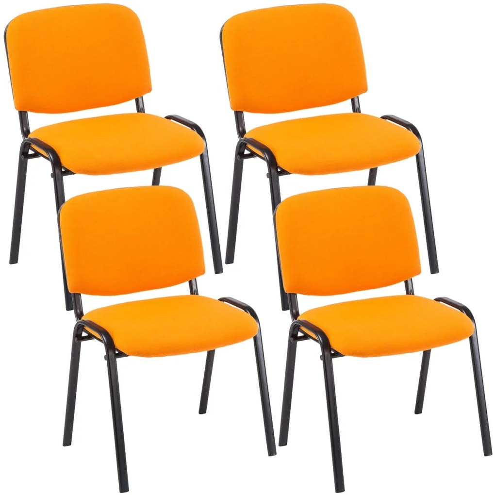 4x Stohovateľná konferenčná stolička Ken látka - Oranžová