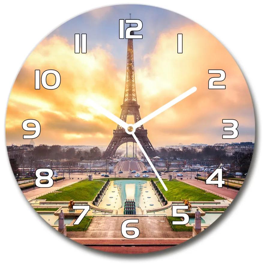 Sklenené hodiny okrúhle Eiffelova veža Paríž pl_zso_30_f_61738045