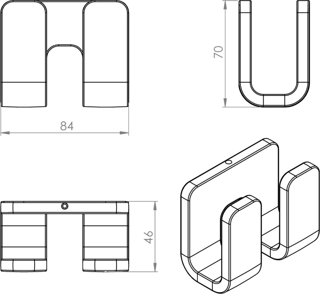 Gedy Gedy, OUTLINE dvojitý háčik, čierna mat, 322814