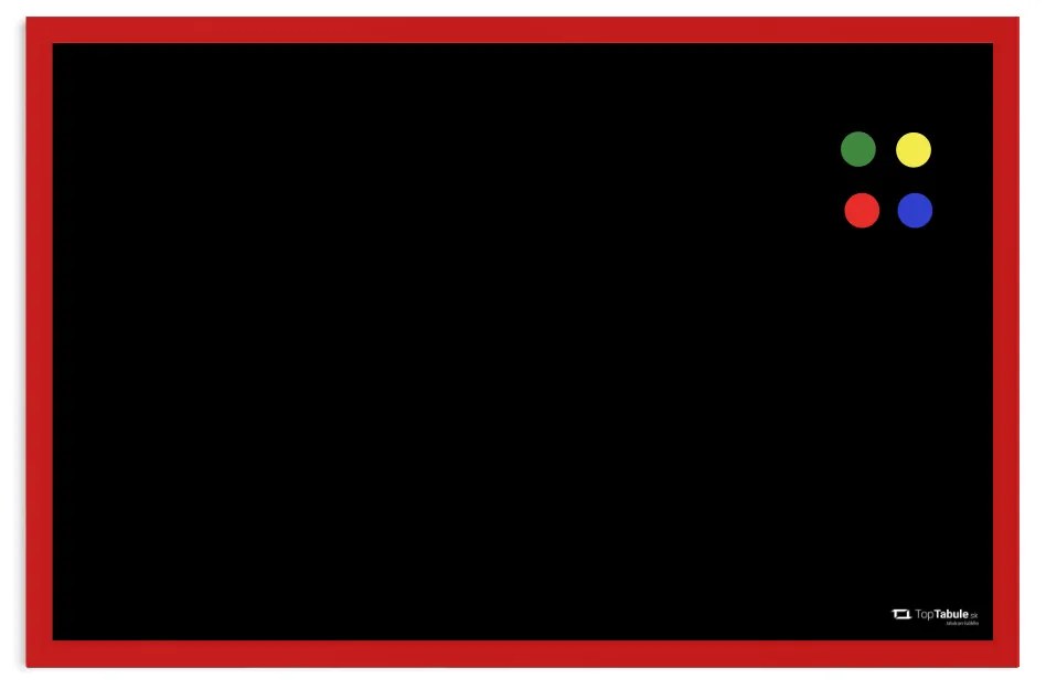 Toptabule.sk  Čierna magnetická tabuľa v červenom drevenom ráme 60x40 cm