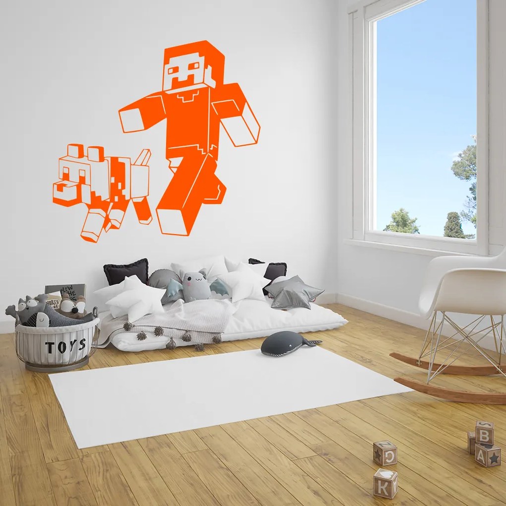 Veselá Stena Samolepka na stenu na stenu Minecraft so psom Farba: černá